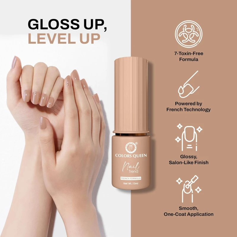 Colors Queen Nail Trend Glossy Nail Polish | Chip Resisting & Quick Drying Nail Paint with High Shine | 7 Toxin Free Formula | Vegan & Cruelty Free | Long Lasting & Vibrant Nail Paint for Women (New Bloom, 13ml) thumbnail 3